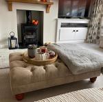Extra Large Cream Chesterfield Footstool Coffee Table