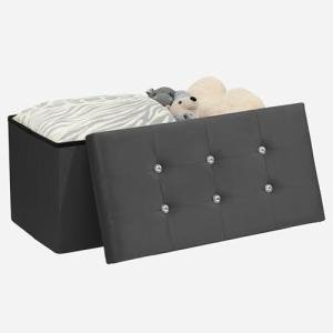 Dark Grey Velvet Ottoman Storage Box and Stool