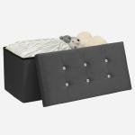 Dark Grey Velvet Ottoman Storage Box and Stool