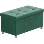 Dark Green Ottoman Storage Box with Wooden Legs