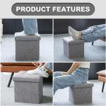 Grey Foldable Storage Ottoman with Lid 30x30cm