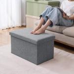 Light Gray Velvet Storage Ottoman Bench with Lid