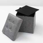 Grey Foldable Storage Ottoman with Lid 30x30cm
