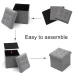 Grey Foldable Storage Ottoman with Lid 30x30cm