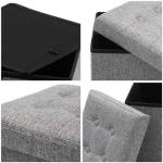 Grey Foldable Storage Ottoman with Lid 30x30cm