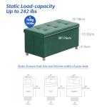 Dark Green Ottoman Storage Box with Wooden Legs