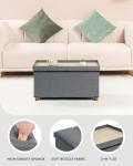 Grey Folding Ottoman Footstool with Storage Tray
