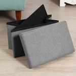 Light Gray Velvet Storage Ottoman Bench with Lid