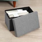 Light Gray Velvet Storage Ottoman Bench with Lid