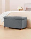 Grey Folding Ottoman Footstool with Storage Tray