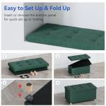 Dark Green Ottoman Storage Box with Wooden Legs