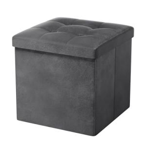 Dark Grey Foldable Storage Ottoman and Toy Chest