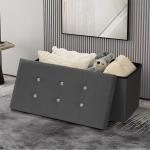 Dark Grey Velvet Ottoman Storage Box and Stool