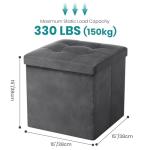 Dark Grey Foldable Storage Ottoman and Toy Chest
