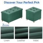 Dark Green Ottoman Storage Box with Wooden Legs