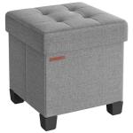 Foldable Dove Grey Storage Ottoman Foot Rest