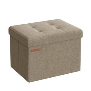 SONGMICS Foldable Storage Ottoman Foot Rest, Camel Brown