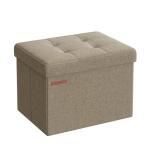 SONGMICS Foldable Storage Ottoman Foot Rest, Camel Brown
