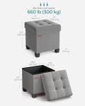 Foldable Dove Grey Storage Ottoman Foot Rest