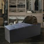 Large Black Faux Leather Storage Ottoman Stool