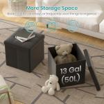 Dark Grey Foldable Storage Ottoman and Toy Chest
