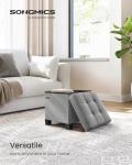 Foldable Dove Grey Storage Ottoman Foot Rest