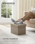 SONGMICS Foldable Storage Ottoman Foot Rest, Camel Brown
