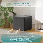 Dark Grey Foldable Storage Ottoman and Toy Chest