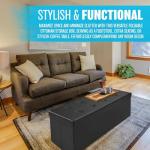 Large Black Faux Leather Storage Ottoman Stool