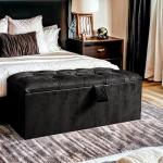 Plush Velvet Ottoman Storage Box for Bedroom