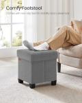Foldable Dove Grey Storage Ottoman Foot Rest