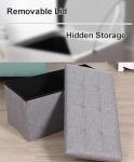 Dripex Large Folding Grey Storage Ottoman Chest