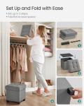 Foldable Dove Grey Storage Ottoman Foot Rest
