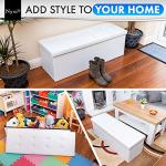 Foldable Faux Leather Storage Ottoman, 120L Capacity