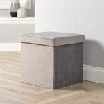 Grey Velvet Folding Ottoman with Storage Box