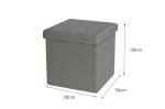 Grey Velvet Folding Ottoman with Storage Box