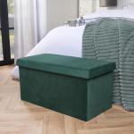 Forest Green Velvet Ottoman with Hidden Storage
