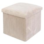 Beige Folding Ottoman Storage Cube with Lid