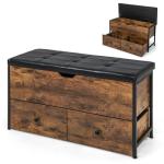 Stylish Storage Ottoman with Padded Seat and Drawers