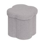 Grey Folding Ottoman Storage Box - Teddy Flower Design