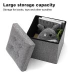 Grey Padded Ottoman Storage Bench for Kids Toys