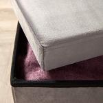 Grey Velvet Folding Ottoman with Storage Box