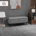 Grey Storage Ottoman with Flip Top for Living Spaces