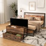 Stylish Storage Ottoman with Padded Seat and Drawers