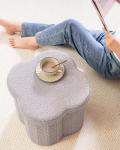 Grey Folding Ottoman Storage Box - Teddy Flower Design