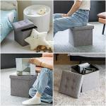Grey Padded Ottoman Storage Bench for Kids Toys