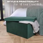 Forest Green Velvet Ottoman with Hidden Storage