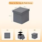 Grey Ottoman Storage Box with Lid and Foldable Design