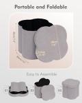 Grey Folding Ottoman Storage Box - Teddy Flower Design