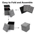 Grey Padded Ottoman Storage Bench for Kids Toys